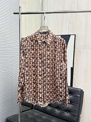 Colestore Louis Vuitton  Monogram Printed Long-Sleeved Silk Shirt Coffee Bean Brown - 1