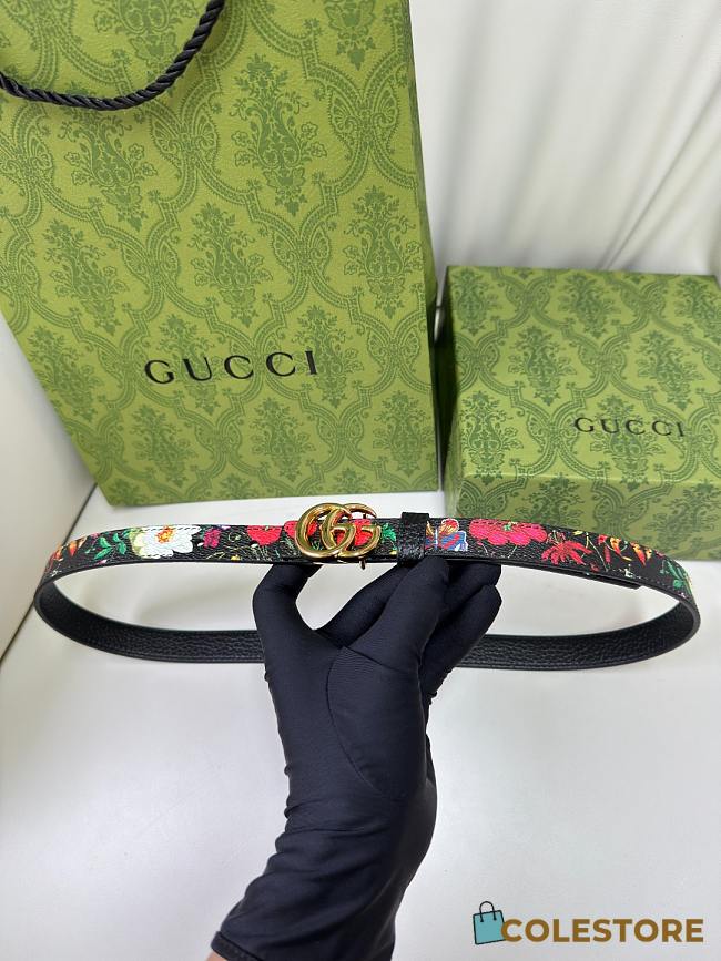 Colestore Gucci Reversible GG Marmont thin belt Black leather gold-toned hardware 2.0cm - 1