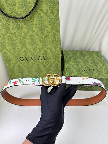 Colestore Gucci Reversible GG Marmont belt brown and white leather gold-toned hardware 3.0cm