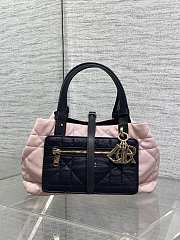Colestore Dior Small Dior Toujours Reversible Vertical Tote Bag Two-Tone Pink and Black Macrocannage Supple Calfskin 23x15x15cm - 1