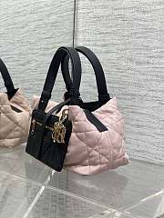 Colestore Dior Small Dior Toujours Reversible Vertical Tote Bag Two-Tone Pink and Black Macrocannage Supple Calfskin 23x15x15cm - 3