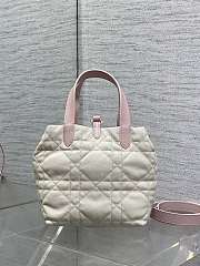 	 Colestore Dior Small Dior Toujours Reversible Vertical Tote Bag Two-Tone Pink and Trench Macrocannage Supple Calfskin 23x15x15cm - 6