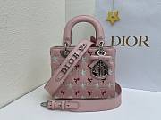 Colestore Dior Small Lady Dior My ABCDior Pink Cannage Lambskin Embroidered with Multicolor Doves & Roses Motif 20 x 18 x 8 cm - 1