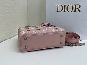 Colestore Dior Small Lady Dior My ABCDior Pink Cannage Lambskin Embroidered with Multicolor Doves & Roses Motif 20 x 18 x 8 cm - 2