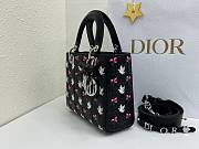 Colestore Dior Small Lady Dior My ABCDior Black Cannage Lambskin Embroidered with Multicolor Doves & Roses Motif 20 x 18 x 8 cm - 3