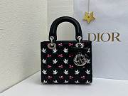Colestore Dior Small Lady Dior My ABCDior Black Cannage Lambskin Embroidered with Multicolor Doves & Roses Motif 20 x 18 x 8 cm - 6