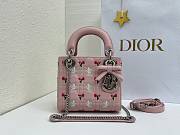 Colestore Dior Mini Lady Dior Bag with Strap Pink Cannage Lambskin Embroidered with Multicolor Doves & Roses Motif  17 x 15 x 7 cm  - 1