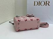 Colestore Dior Mini Lady Dior Bag with Strap Pink Cannage Lambskin Embroidered with Multicolor Doves & Roses Motif  17 x 15 x 7 cm  - 6