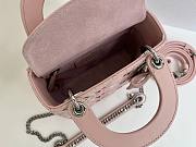 Colestore Dior Mini Lady Dior Bag with Strap Pink Cannage Lambskin Embroidered with Multicolor Doves & Roses Motif  17 x 15 x 7 cm  - 5