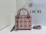 Colestore Dior Mini Lady Dior Bag with Strap Pink Cannage Lambskin Embroidered with Multicolor Doves & Roses Motif  17 x 15 x 7 cm  - 3