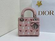 Colestore Dior Mini Lady Dior Bag with Strap Pink Cannage Lambskin Embroidered with Multicolor Doves & Roses Motif  17 x 15 x 7 cm  - 2