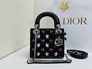 Colestore Dior Mini Lady Dior Bag with Strap Black Cannage Lambskin Embroidered with Multicolor Doves & Roses Motif  17 x 15 x 7 cm  - 1