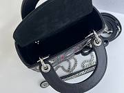 Colestore Dior Mini Lady Dior Bag with Strap Black Cannage Lambskin Embroidered with Multicolor Doves & Roses Motif  17 x 15 x 7 cm  - 6