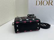 Colestore Dior Mini Lady Dior Bag with Strap Black Cannage Lambskin Embroidered with Multicolor Doves & Roses Motif  17 x 15 x 7 cm  - 5