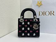Colestore Dior Mini Lady Dior Bag with Strap Black Cannage Lambskin Embroidered with Multicolor Doves & Roses Motif  17 x 15 x 7 cm  - 3