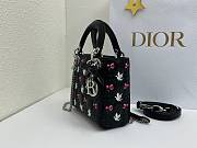 Colestore Dior Mini Lady Dior Bag with Strap Black Cannage Lambskin Embroidered with Multicolor Doves & Roses Motif  17 x 15 x 7 cm  - 2