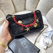 Colestore Chanel Coco Beach 2026 collection   Small Flap Bag   Mesh, Charms & Gold-Tone Metal  Black  14 x 21 x 6cm - 4