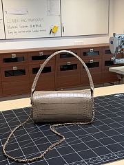 Colestore Chanel Métiers d’art 2026   Clutch with chain   Crocodile Embossed Calfskin & Gold-Tone Metal  Dark Khaki  11 x 23 x 12.5cm - 4