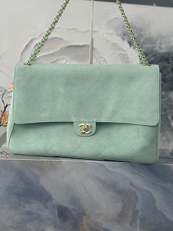 Colestore Chanel Maxi Flap bag   Suede Calfskin & Gold-Tone Metal Tiffany Blue 39×26×11cm