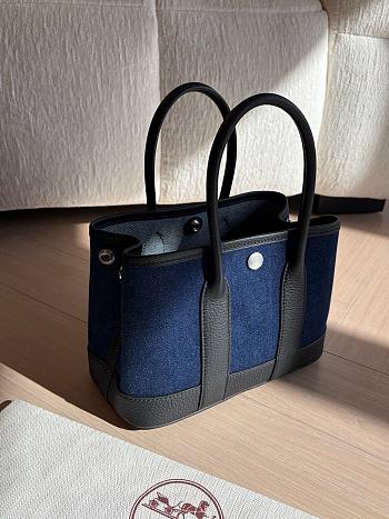 Colestore Hermes Garden Party Neo 23 Denim Moyen and Black Negonda Palladium Hardware 23 x 16 x 10 cm