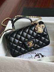 Colestore  Chanel Mini Flap Bag with Top Handle Lambskin & Gold-Tone Metal Black 20cm - 3