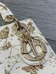 Colestore Dior Medium Lady Dior Bag White Butterfly Zodiac Motif Embroidery 20cm - 2