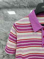 Colestore Celine Polo Sweater IN striped cotton WHITE / PURPLE - 5