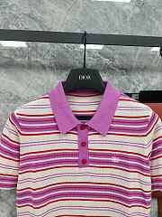 Colestore Celine Polo Sweater IN striped cotton WHITE / PURPLE - 4