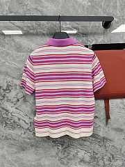 Colestore Celine Polo Sweater IN striped cotton WHITE / PURPLE - 3