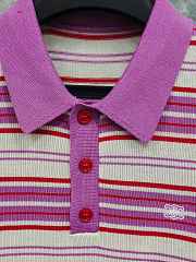 Colestore Celine Polo Sweater IN striped cotton WHITE / PURPLE - 2