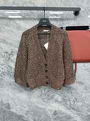Colestore Brunello Cucinelli Women's Brown Open-Knit Sequined Cardigan  - 1