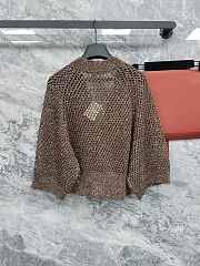Colestore Brunello Cucinelli Women's Brown Open-Knit Sequined Cardigan  - 5