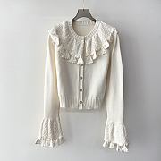 Colestore Louis Vuitton Crochet Flounce Cardigan Milk White - 1