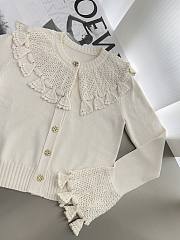 Colestore Louis Vuitton Crochet Flounce Cardigan Milk White - 5