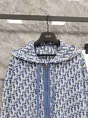 Colestore Dior Dioriviera Zipped Cardigan with Hood Blue Spongy Dior Oblique Cotton-Blend Jacquard  - 4