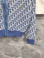 Colestore Dior Dioriviera Zipped Cardigan with Hood Blue Spongy Dior Oblique Cotton-Blend Jacquard  - 2