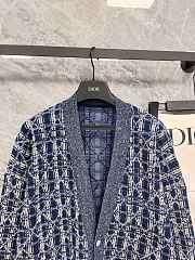 Colestore Dior Oversized Cannage Cardigan Heathered Navy Blue Cotton-Blend Knit - 4