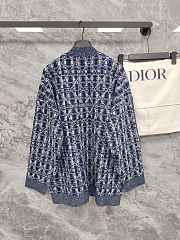 Colestore Dior Oversized Cannage Cardigan Heathered Navy Blue Cotton-Blend Knit - 3