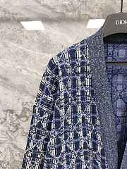 Colestore Dior Oversized Cannage Cardigan Heathered Navy Blue Cotton-Blend Knit - 2