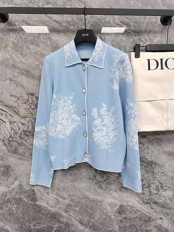 Colestore Dior Dioriviera Jacket White and Blue Toile de Jouy Floral Garden Technical Knit