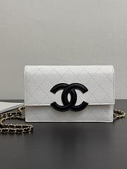 Colestore Chanel Fall Winter 2026 Pre-Collection   Wallet on Chain   Shiny Grained Calfskin, Lambskin & Gold-Tone Metal  White & Black 12 x 19 x 3.5cm - 1