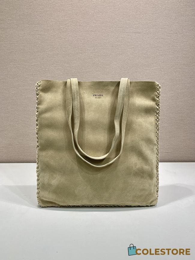 Colestore Prada Large suede and crochet tote bag  Desert Beige 35 x 38 x 5cm - 1