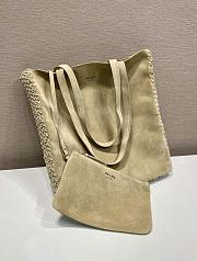 Colestore Prada Large suede and crochet tote bag  Desert Beige 35 x 38 x 5cm - 3