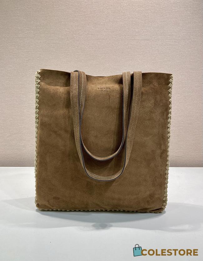 	 Colestore Prada Large suede and crochet tote bag Cocoa Brown 35 x 38 x 5cm - 1
