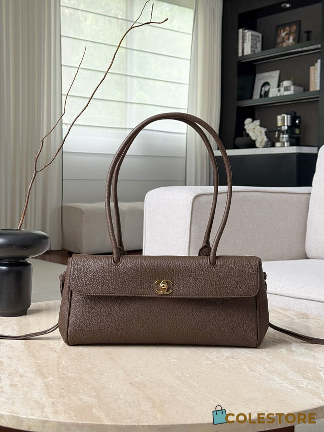 	 Colestore Chanel SMALL SHOPPING BAG Grained Calfskin & Gold-Tone Metal Dark Brown 15 x 30.5 x 11.5 cm - 1