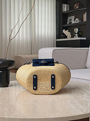 Colestore Chanel Coco Beach 2026 collection  Small Shopping Bag   Braided Straw, Canvas, Lambskin & Gold-Tone Metal  Blue Denim & Black 18x41x13cm - 6