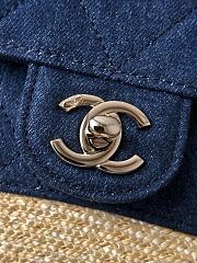 Colestore Chanel Coco Beach 2026 collection  Small Shopping Bag   Braided Straw, Canvas, Lambskin & Gold-Tone Metal  Blue Denim & Black 18x41x13cm - 4