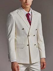 Colestore Men's Ivory Pinstripe Double-Breasted 3-Piece Suit - 4