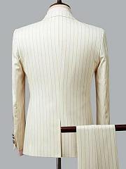 Colestore Men's Ivory Pinstripe Double-Breasted 3-Piece Suit - 2
