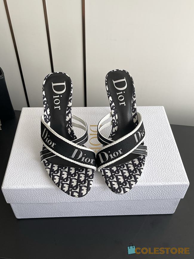 Colestore Dior Black Monogram Canvas Logo Strap Heel Sandals - 1